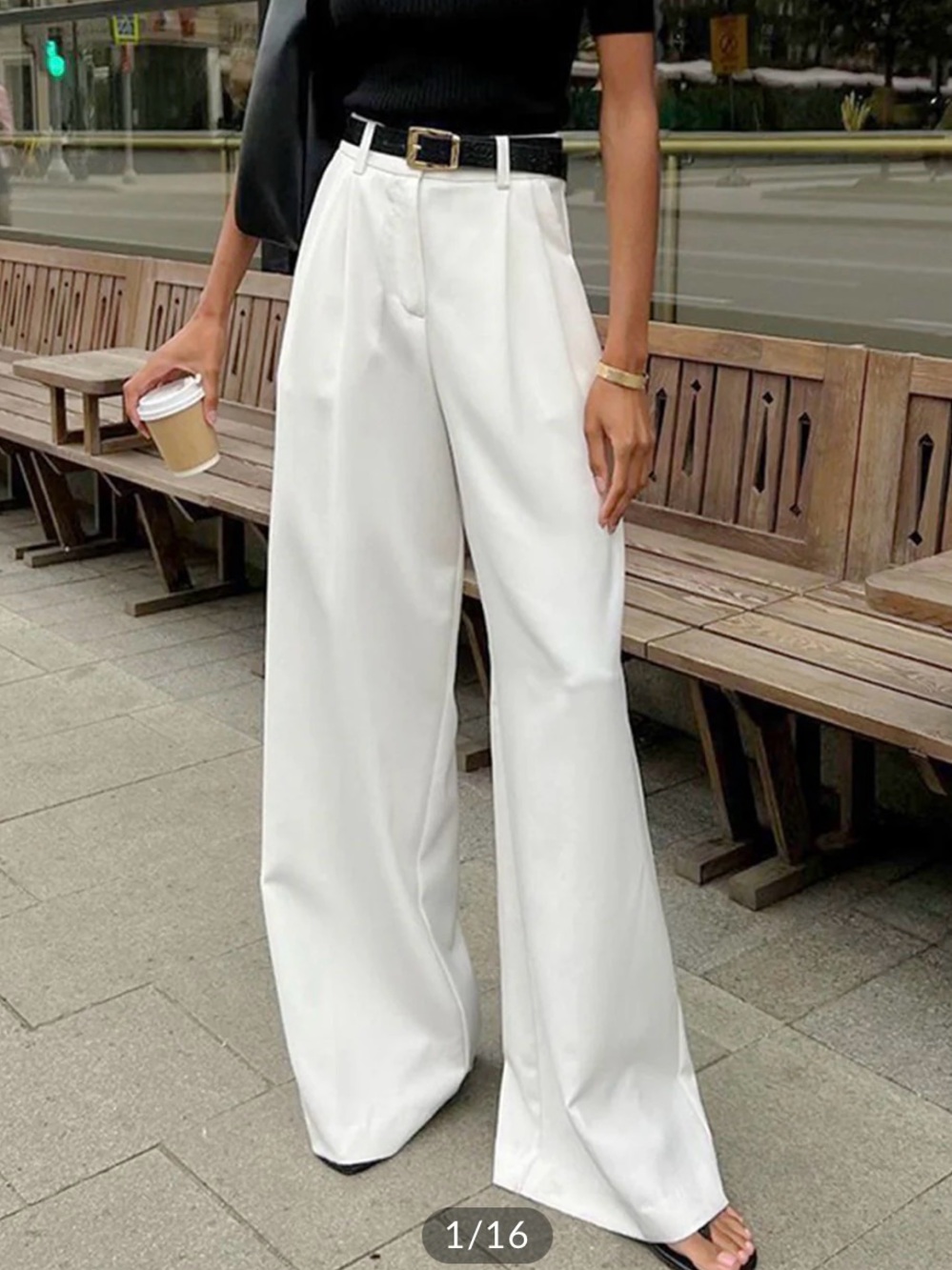 NWT Commense High Wide-Leg Trousers - White XS No Belt
